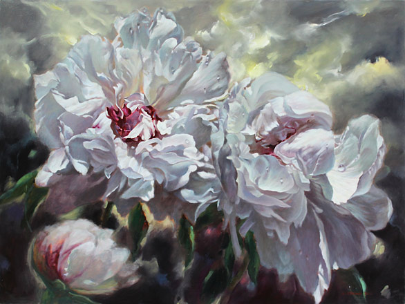 Zoe Feng nz flower artist, oil paintings, peonies